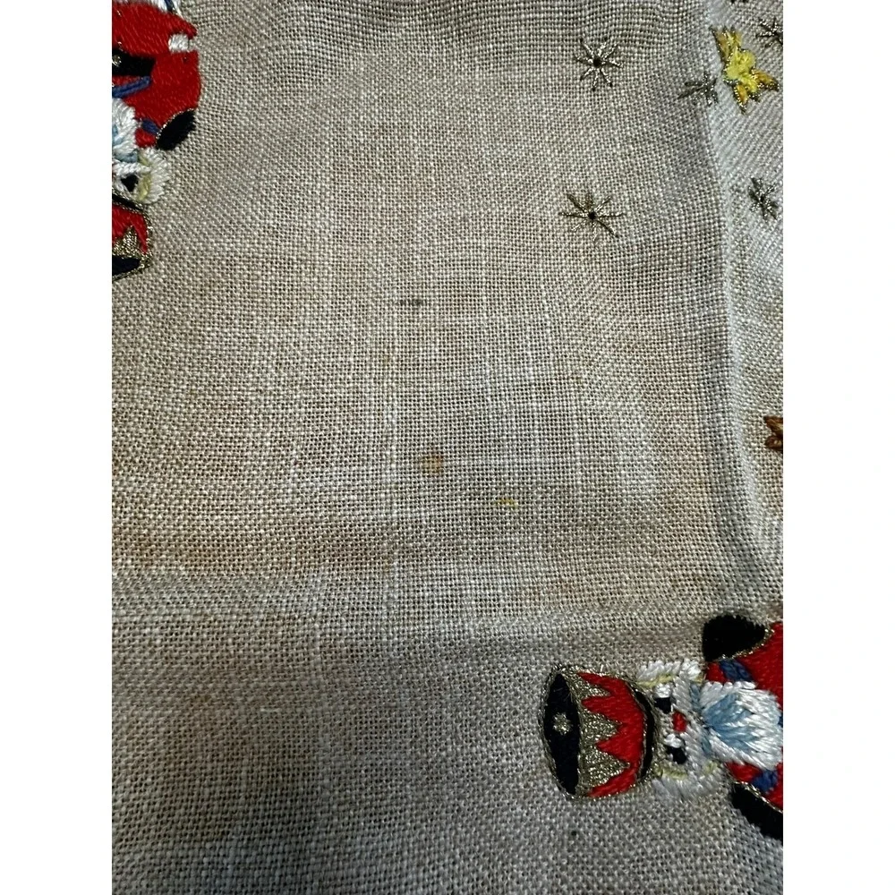 Vintage‎ Christmas Nutcracker Rocking Horse Embroidered Lace Square Tablecloth